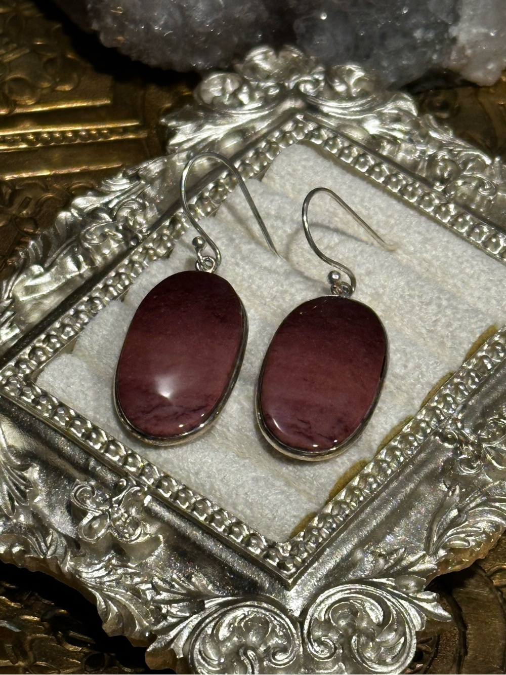 Australian Mookaite Earrings Sterling Silver S925 Oval Dangles